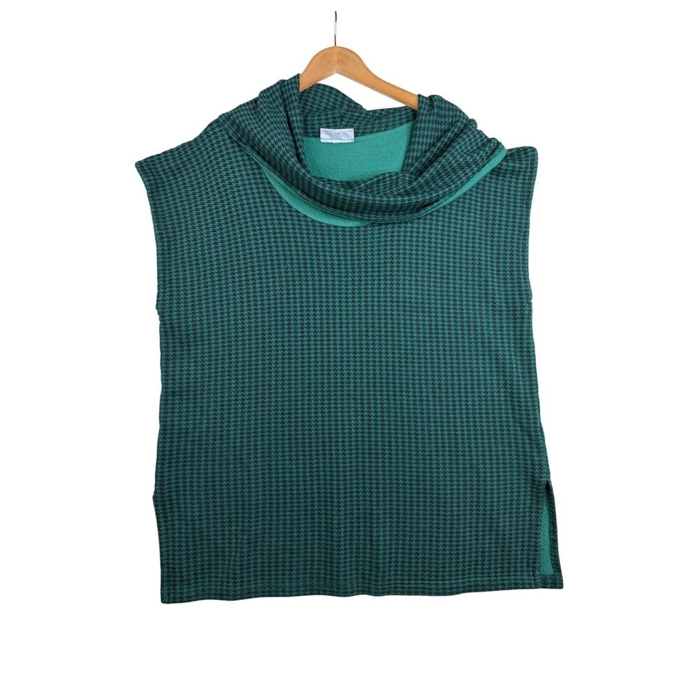 Bryn Walker Inlet Houndstooth Bamboo/Cotton Pike Poncho size Small Green/Black